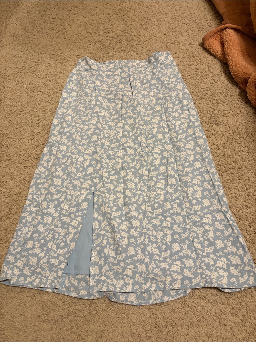 Light Blue Floral Midi Skirt
